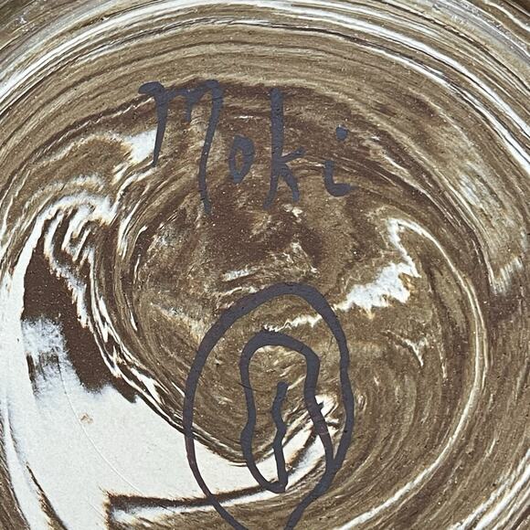 Tribal Man Warrior 10” Plate By Moki Studio Art Pottery Moab Utah Ready 2 Hang - Picture 5 of 7